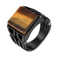 bague oeil de tigre homme noir