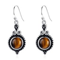 Boucles d'Oreilles Oeil de Tigre Argent Protection