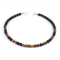 Collier Oeil de Tigre Homme Pierre de Lave
