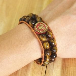 Bracelet Femme Oeil de Tigre Mantra OM