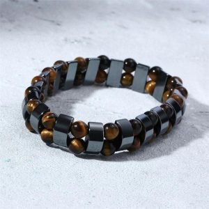 Bracelet Homme Oeil de Tigre Acier Poli