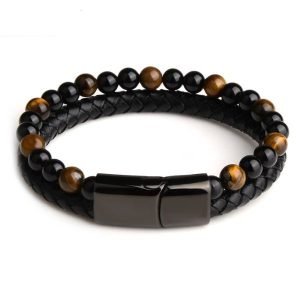 Bracelet Homme Oeil de Tigre Cuir