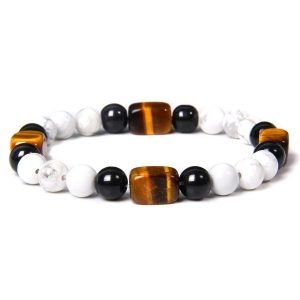 Bracelet Dzi Oeil de Tigre Howlite