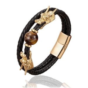 Bracelet Magnétique Oeil de Tigre Homme Dragon