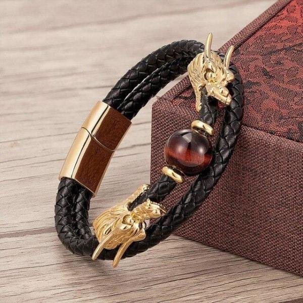 bracelet-magnetique-oeil-de-tigre-rouge-dragon-dore-23cm-808 Bracelet Magnétique Oeil de Tigre Rouge Homme Dragon - Red Tiger eye Gold / 23cm