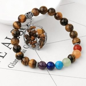 Bracelet Oeil de Tigre Arbre de Vie 7 Chakras