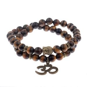 Bracelet Oeil de Tigre Bouddha Om