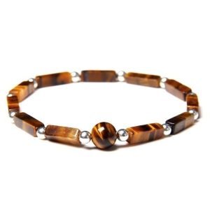 Bracelet Oeil de Tigre Femme Pierres Rectangulaires