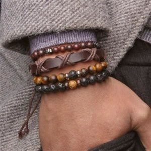 Bracelet Oeil de Tigre Homme (cuir)