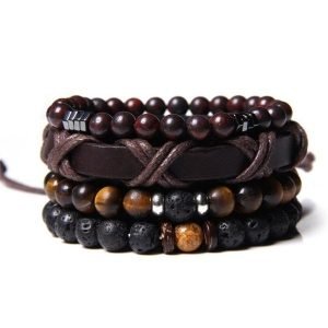 Bracelet Oeil de Tigre Homme (cuir)