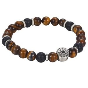 Bracelet Oeil de Tigre Homme Pierre de Lave