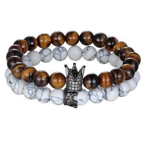 Bracelet Oeil de Tigre Howlite (Couronne)