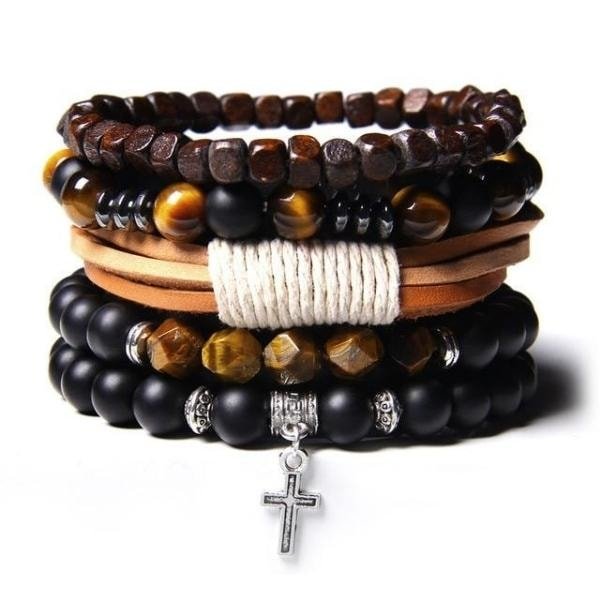 bracelet-oeil-de-tigre-labradorite-pierre-lave-367 bracelet homme punk et croix de Jésus