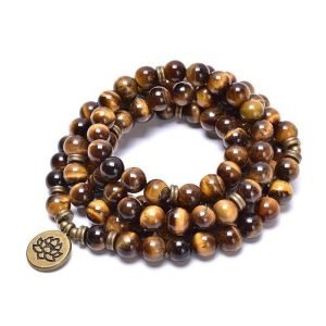Bracelet Bouddhiste Mala Oeil de Tigre Mantra